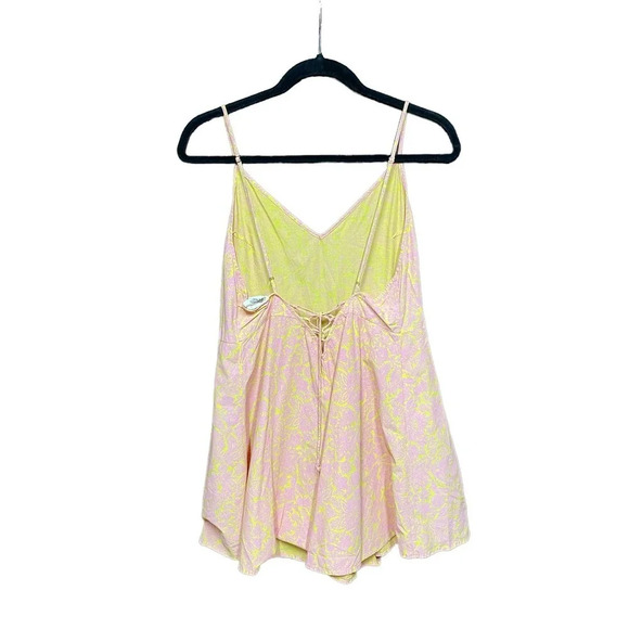 Anthropologie Lilka Saffron Romper Culottes Tie Back Floral Pink Yellow Small - Picture 7 of 12
